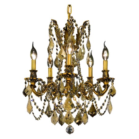 Elegant Lighting Royal Cut Smoky Golden Teak Crystal Rosalia 5-Light 9205D18FG-GT/RC